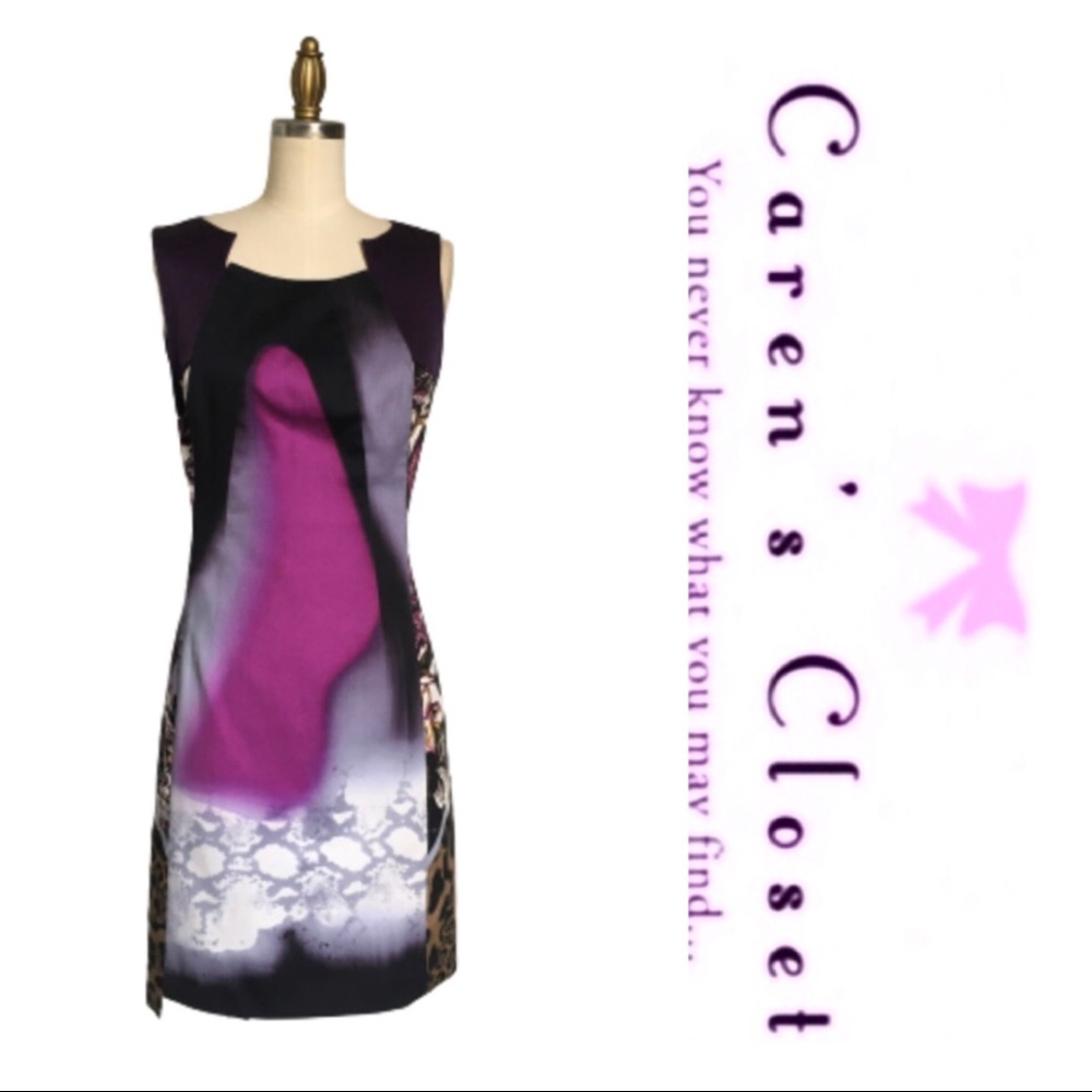 Tahari Watercolor Patchwork Sheath Dress - Picture 2 of 5